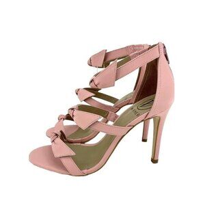 Werner Pink Bow Strappy Sandals Stiletto Heels Pink Leather SZ 6 US 37 EU NIB